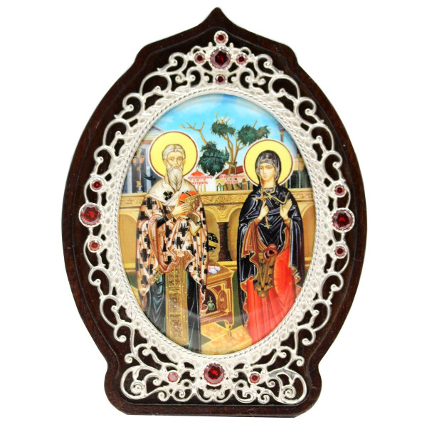 Ікона латунна Священномученик Кипріан і мучениця Іустина арт. 2.78.09019л