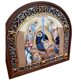 Ікона латунна з фрагментарною позолотою "Різдво Христове" арт. 2.78.0380094лф