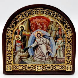 Ікона латунна в позолоті Воскресіння Христове арт. 2.78.03945лп