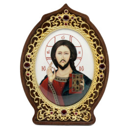 Ікона настільна латунна Спаситель у позолоті арт. 2.78.0907лп