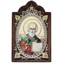 Ікона настільна латунна Святий Миколай Чудоторець арт. 2.78.0605л