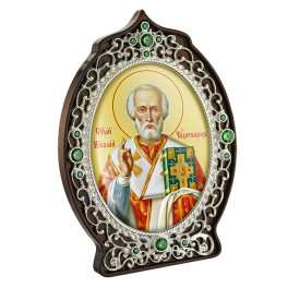 Ікона православна настільна срібна Святий Миколай Чудотворець арт. 2.78.0905