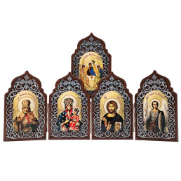 Складень у дерев'яній рамці з латуні в срібленні з чорненням арт. BGH1180LR