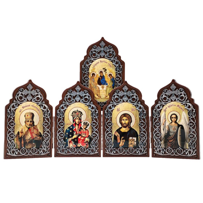 Складень у дерев'яній рамці з латуні в срібленні з чорненням арт. BGH1180LR