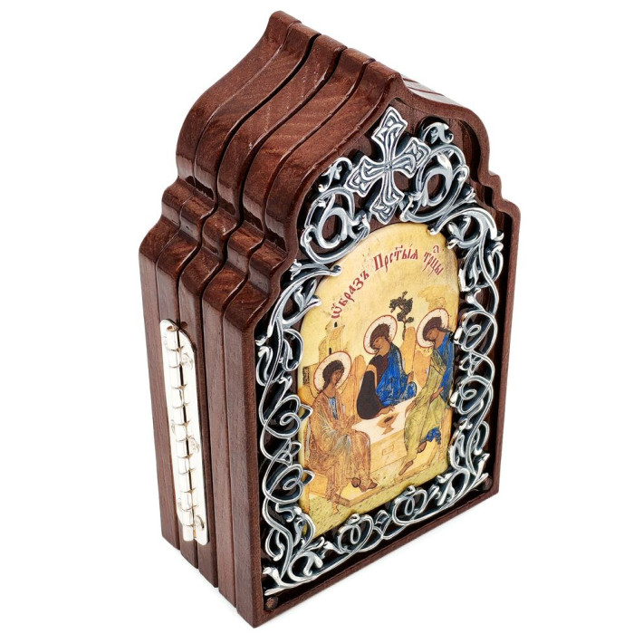 Складень у дерев'яній рамці з латуні в срібленні з чорненням арт. BGH1180LR