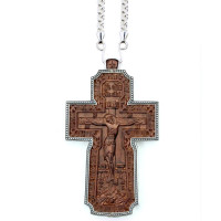 Хрест для священика дерев'яний з латунню в срібленні арт. BJ0241LR+1L