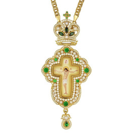 Хрест для священика з латуні в позолоті з ланцюгом арт. BJ0183LP-2+1LP