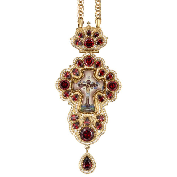 Хрест для священика з латуні в позолоті з ланцюгом арт. BJ0499LP-2+1LP