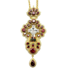 Хрест для священика з латуні в позолоті з ланцюгом арт. BJ0499LP-2+1LP Хрест для священика з латуні в позолоті з ланцюгом арт. BJ0499LP-2+1LP