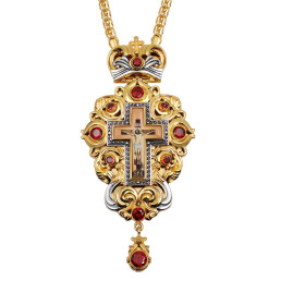 Хрест для священика з латуні в позолоті зі срібленням і ланцюгом арт. BJ0479LPR-2+1LP