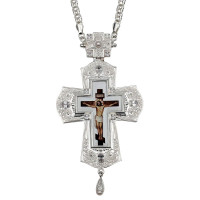 Хрест для священика з латуні в срібленні з ланцюгом арт. BJ0354L-2+1L Хрест для священика з латуні в срібленні з ланцюгом арт. BJ0354L-2+1L