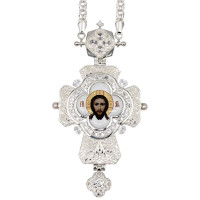 Хрест для священика з латуні в срібленні з ланцюгом арт. BJ0417L-2+1L