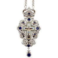 Хрест для священика з латуні в срібленні з чорнінням і ланцюгом арт. BJ0479LR-2+1L Хрест для священика з латуні в срібленні з чорнінням і ланцюгом арт. BJ0479LR-2+1L