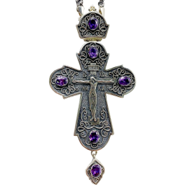 Хрест для священика латунній у срібленні з ланцюгом арт. 2.10.0355лр^1лр