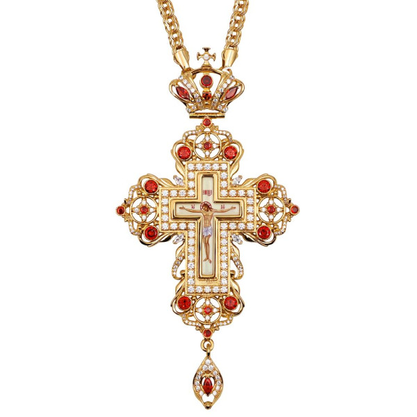 Хрест для священика латунний позолочений з ланцюгом арт. BJ0093LP-2+1LP