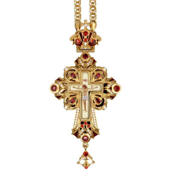 Хрест для священика латунний позолочений з ланцюгом арт. BJ0098LPE-2+1LP