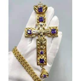 Хрест для священика латунний позолочений із ланцюгом арт. BJ0142LP+1LP