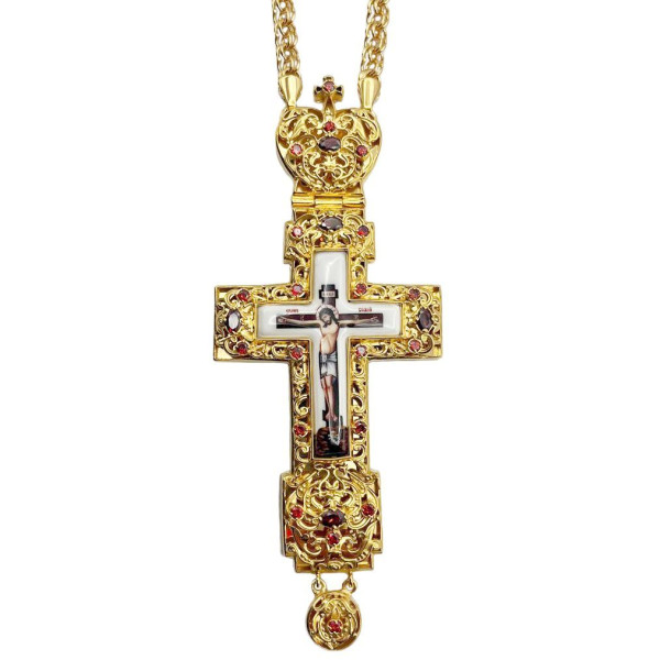 Хрест для священика латунний в позолоті з ланцюгом арт. BJ0357LP-2+1LP