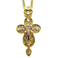 Хрест для священика латунний в позолоті з ланцюгом арт. BJ0444LP-2+1LP Хрест для священика латунний в позолоті з ланцюгом арт. BJ0444LP-2+1LP