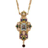 Хрест для священика латунний у позолоті з емаллю та ланцюгом арт. BJ0452LPE-2+64LP Хрест для священика латунний у позолоті з емаллю та ланцюгом арт. BJ0452LPE-2+64LP