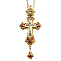 Хрест для священика латунний у позолоті з камінням і ланцюгом арт. BJ0263LP-2+1LP