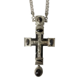 Хрест для священика латунний в сріблення з ланцюгом арт. 2.10.0580л^1л