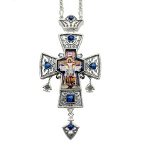 Хрест для священика латунний в посрібленні з чорнінням і ланцюгом арт. BJ0507LR-2+1L