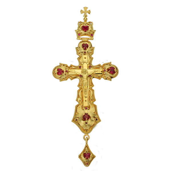 Хрест для священнослужителів латунний позолочений з прикрасами арт. 2.10.0001лп