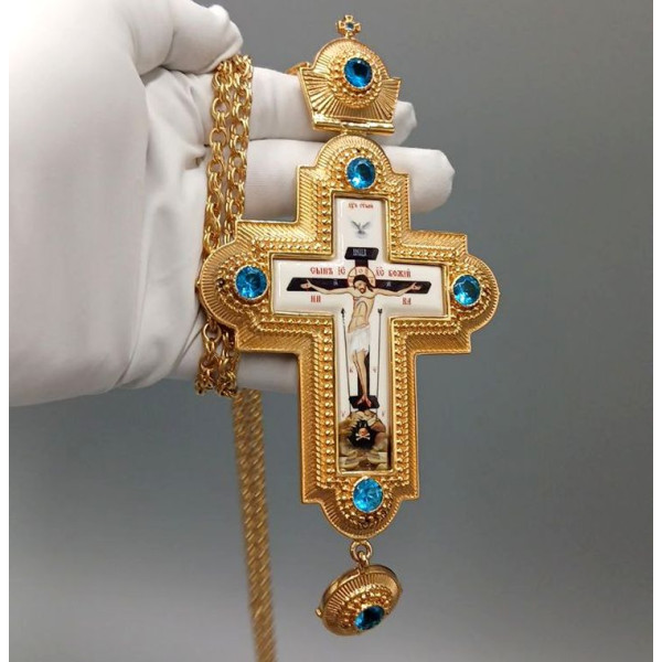 Хрест для священнослужителя латунний позолочений з ланцюгом арт. BJ0249LP-2+1LP