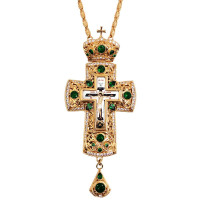 Хрест для священнослужителя латунний позолочений з принтом і ланцюгом арт. BJ0143LP-2+73LP