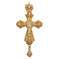 Хрест для священнослужителя латунний зі вставками позолочений арт. BJ0131LPF Хрест для священнослужителя латунний зі вставками позолочений арт. BJ0131LPF