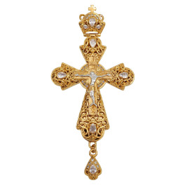 Хрест для священнослужителя латунний зі вставками позолочений арт. BJ0131LPF
