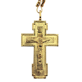Хрест ієрейський для священнослужителя латунний позолочений з ланцюгом арт. 2.10.0008лп^10лп
