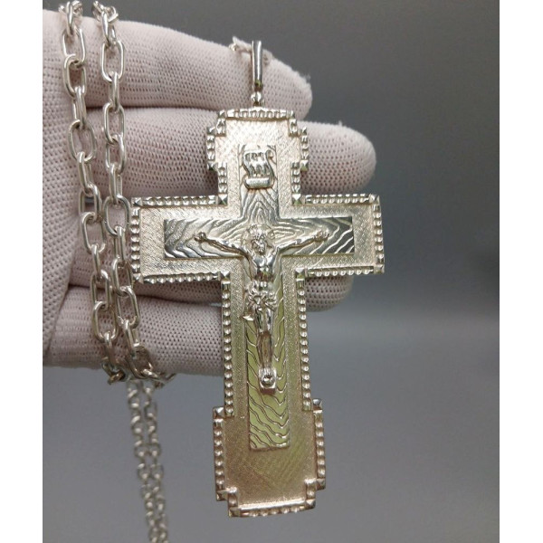 Хрест ієрейський для священика латунний з ланцюгом арт. BJ0008L+10L