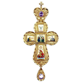 Хрест з ювелірного сплаву в позолоті з прикрасами та принтами арт. 2.10.0021лп-2
