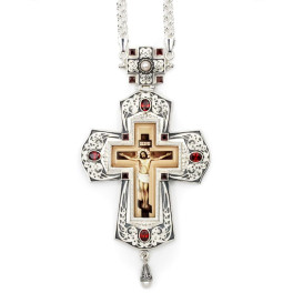 Хрест латунний з деколем, з оксидуванням і ланцюгом арт. 2.10.0354лр-2^1л