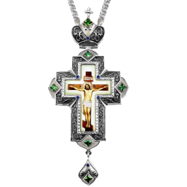 Хрест латунний з деколлю, оксидуванням і ланцюгом арт. 2.10.0342лр-2^1л