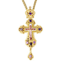 Хрест латунний з фініфтю в позолоті та з ланцюгом арт. BJ0180LP-1+1LP Хрест латунний з фініфтю в позолоті та з ланцюгом арт. BJ0180LP-1+1LP