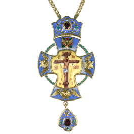 Хрест латунний з фрагментарною позолотою емаллю та ланцюгом арт. 2.10.0026лп-2^1лп