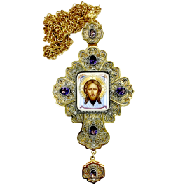 Хрест латунний з фрагментарною позолотою та ланцюгом арт. 2.10.0442лф-1^1лп
