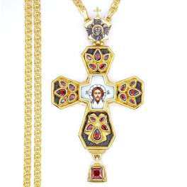 Хрест латунний із фрагментарною позолотою та родіюванням арт. 2.10.0427лпр-2^1лп
