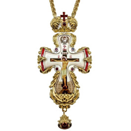 Хрест латунний із фрагментарною позолотою, з деколем, емаллю та з ланцюгом арт. 2.10.0368лфэ-2^1лп