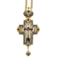 Хрест латунний у позолоті та срібленні з ланцюгом арт. BJ0342LPR-2+1LP