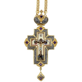 Хрест латунний у позолоті та срібленні з ланцюгом арт. BJ0342LPR-2+1LP