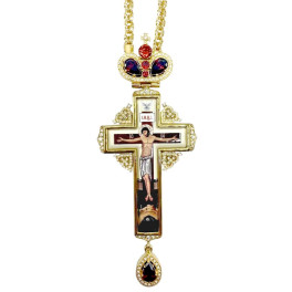 Хрест латунний у позолоті з деколлю і з ланцюгом арт. 2.10.0395лп-2^1лп