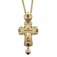Хрест латунний в позолоті з деколью і з ланцюгом арт. 2.10.0401лпф-2^1лп