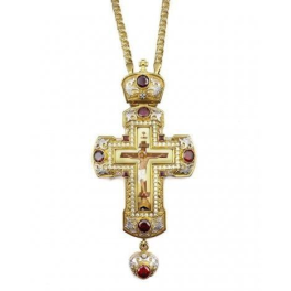 Хрест латунний в позолоті з деколью і з ланцюгом арт. 2.10.0401лпф-2^1лп