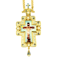 Хрест латунний у позолоті з емаллю та ланцюгом арт. 2.10.0426лпэ-2^1лп