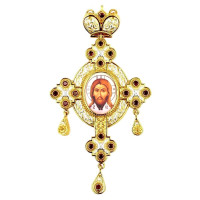 Хрест латунний у позолоті з фрагментарним срібленням арт. 2.10.0418лпф-2