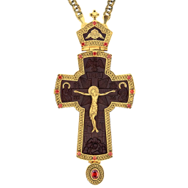 Хрест латунний у позолоті з образом і накладкою з ебенового дер. і ланцюгом арт. 2.10.0421лп-13^1лп